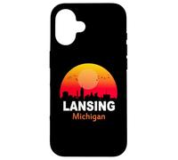 Lansing Michigan Vintage Sunset Retro City State USA Coque pour iPhone 16