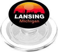 Lansing Michigan Vintage Sunset Retro City State USA PopSockets PopGrip pour MagSafe