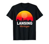 Lansing Michigan Vintage Sunset Retro City State USA T-Shirt