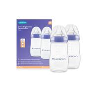 Lansinoh Baby Bottle Pack of 2 with NaturalWave Teat (240 ml), Anti-colic, Plastic 100% BPA & BPS free, Medium Flow silicone teat which is soft and flexible, purple