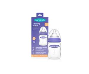 Lansinoh Baby Bottle with NaturalWave Teat (160 ml), Anti-colic, Plastic 100% BPA & BPS free, Slow Flow silicone teat which is soft and flexible, purple
