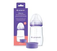 Lansinoh Biberon PP NaturalWave 240ml Tétine silicone souple M Dès 3 mois | Biberon plastique Polypropylène, Système anti colique AVS, Col large, Adapté aux bébés allaités