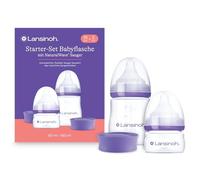 Lansinoh - Duo Starter Set Nouveau Né Biberons PP 60ml + 160ml et tétines NaturalWave - Système Anti-Colique AVS - Réduit Confusion Sein-Tétine - Sans BPA - Débit Adapté