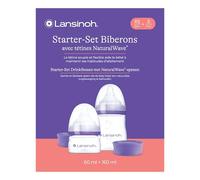 Lansinoh - Duo Starter Set Nouveau Né Biberons PP 60ml + 160ml et tétines NaturalWave - Système Anti-Colique AVS - Réduit Confusion Sein-Tétine - Sans BPA - Débit Adapté