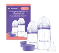 Lansinoh Lot initial de biberons anti-colique - 2 biberons (160 ml + 240 ml) avec 3 tétines à débit lent, moyen et rapide - Sans BPA et BPS