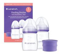 Lansinoh NaturalWave® Lot de 2 biberons anti-coliques 160 ml avec couvercle empilable pour réfrigérateur congélateur et stockage du lait
