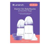 Lansinoh Starter set biberons NaturalWave® 160ml + 240ml Pack évolutif bébé | Pack évolutif bébé dès 1 mois, 2 biberons: 160ml et 240ml, et 3 tétines: +1m +3m +6m , Système anti-colique, Idéal naissance