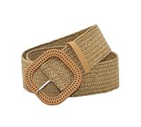 LANSKIRT Ceinture en Paille Tissée Femme Ceinture de Taille Ceinture de Robe Stretch Tressée avec Boucle de Couleur Bois Ceinture Femme Taille Haute ceinture de réglable