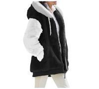 LANSKIRT Femme Veste Polaire Manteau Manches Longues Veste Hooded Sweatshirt Veste Chic Hiver Manteau Doublé Polaire Grande Taille Pas Cher Femme Manteau Sports et Loisirs (XC1-Black, XXXXL)
