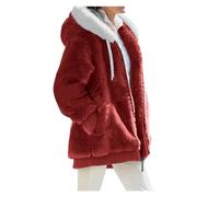LANSKIRT Femme Veste Polaire Manteau Manches Longues Veste Hooded Sweatshirt Veste Chic Hiver Manteau Doublé Polaire Grande Taille Pas Cher Femme Manteau Sports et Loisirs (XA-Red, XXXXL)