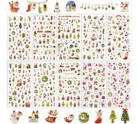LANSKYLAN 10 Feuilles Stickers Noël Scrapbooking en Vinyle Autocollants de Noël Bricolage Gommette Noël Autocollant Bonhomme de Neige et Arbre de Noël pour Déco Album Lettre Carte de Voeux Cadeau