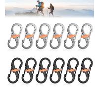 LANSKYLAN 12 Pcs Mini Mousquetons en Forme de S Mini S Forme Mousqueton Clips en Acier INOX S Double Boucle Mousqueton Mini Ouverture Métal Mousqueton Petit Mousqueton pour Camping Pêche Randonnée