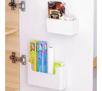 LANSKYLAN 2 Pcs Boîte de Rangement Autocollante, Boîte Rangement Murale en Plastique 2 Tailles, Boîtes de Rangement Placard, Boîtes de Rangement Ouvertes, pour Salle de Bain Cuisine Bureau Placard