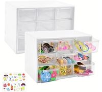 LANSKYLAN 2 Pcs Casier Rangement Tiroir Plastique à 9 Compartiments Boîte Rangement Tiroir Bureau 18 * 12 * 10 cm Organiseur Bureau avec Tiroirs Tour Tiroir Plastique pour Outil Bricolage, Blanc