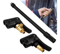 LANSKYLAN 2 Pcs Embout Gonflage Pneu Voiture Adaptateur de Valve de Pneu de Voiture avec Tuyau d'Extension Raccord Gonfleur Pneu à Visser Mandrin de Pneu de Voiture pour Pompe de Gonflage Vélo Moto