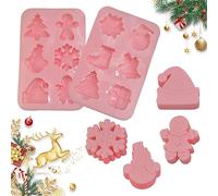 LANSKYLAN 2 Pcs Moule Silicone Noël 3D Moule Gâteau de Noël 6 Cavités Moules Chocolat Noël Antiadhésif Moule Silicone Pâtisserie Noël 12 Motifs Moule Noël sans BPA pour Cuisson Biscuit Bonbon Beurre
