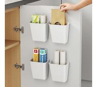 LANSKYLAN 4 Pcs Boîte de Rangement Autocollante, Boîtes de Rangement Placard, Boîte Rangement Murale en Plastique, Boîtes de Rangement Ouvertes avec Autocollant, pour Salle de Bain Cuisine Armoire