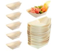 Lansls 100 Pièces Barquette Frite, Barquette Carton, Barquette Alimentaire Jetable, Coupelle, Bol Jetable, Coupelle Bois, Bateaux en Bambou, Carton de Salade de Déjeuner, pour Frites, Snacks, Salade