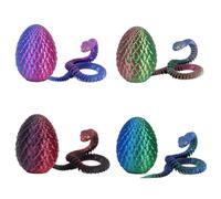 Lansls 4 Pcs Impression 3D du Serpent, Jouet Serpent Imprimé 3D, Œuf De Serpent Imprimé en 3D, Œufs De Serpent De Pâques, Animaux Imprimés en 3D, Jouet pour Enfants (A)