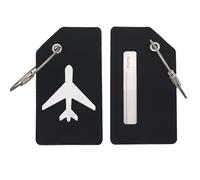 Lansonee Lot de 2 étiquettes pour bagages, nom, adresse, identifiant, protègent l'intimité et empêchent la perte d'accessoires de bagages de voyage - Noir