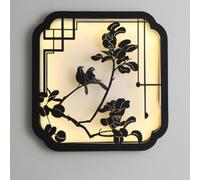 LANTANB Appliques murales carrées de style chinois, nouvelles lampes décoratives creuses à fleurs et oiseaux, éclairage d'extérieur étanche pour paysage