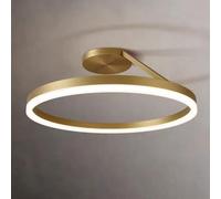 LANTANB Plafonniers ronds de salon minimalistes de style nordique, abat-jour en acrylique, éclairage plat, base en métal noir, adaptés au bureau et à la chambre.