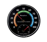 Lantelme® Hygromètre Thermomètre Ø 11,5cm, P 2,6cm Analogique 2en1 Humidimètre pour cave à vin, cave, serre, étable dans l'agriculture Humidité ambiante noir