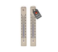 Lantelme Lot de 2 thermomètres de jardin - Beige - Affichage de la température de -30 °C à 50 °C - En plastique - 18 cm - Résistant aux intempéries - Pour l'intérieur et le jardin - Thermomètre
