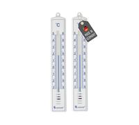 Lantelme Lot de 2 thermomètres de jardin blancs - Affichage de la température de -30 °C à 50 °C - En plastique - 18 cm - Résistant aux intempéries - Pour l'intérieur et le jardin - Thermomètre