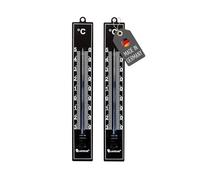 Lantelme Lot de 2 thermomètres de jardin noirs - Affichage de la température de -30 °C à 50 °C - En plastique - 18 cm - Résistant aux intempéries - Pour l'intérieur et le jardin - Thermomètre