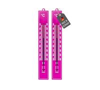 Lantelme Lot de 2 thermomètres de jardin - Rose - Affichage de la température de -30 °C à 50 °C - En plastique - 18 cm - Résistant aux intempéries - Pour l'intérieur et le jardin - Thermomètre