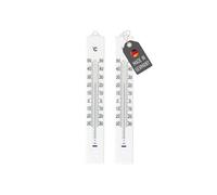 Lantelme Lot de 2 thermomètres d'extérieur blancs - Affichage de la température de -30 °C à 50 °C - En plastique - 18 cm - Résistant aux intempéries - Pour l'intérieur et le jardin - Thermomètre de