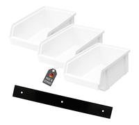 Lantelme Lot de 3 boîtes empilables blanches avec support mural | Boîtes de rangement en plastique 15,5 x 10,8 x 5,8 cm | Boîte pour petites pièces | Boîte pour montage mural | Organiseur d'atelier en