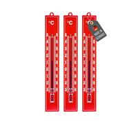 Lantelme Lot de 3 thermomètres analogiques - Fabriqué en Allemagne - Thermomètre intérieur et extérieur de 18 cm - Affichage précis de la température - Résistant aux intempéries - Sans pile - Pour la