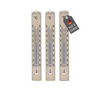 Lantelme Lot de 3 thermomètres d'extérieur - Beige - Température de -30 °C à 50 °C - En plastique - 18 cm - Résistant aux intempéries - Pour l'extérieur, l'intérieur, le balcon et le jardin - Beige