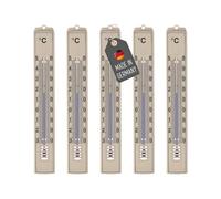 Lantelme Lot de 5 thermomètres de jardin - Affichage précis de la température de -30 à 50 °C - Thermomètre robuste de 18 cm de long - Beige - Boîtier en plastique pour l'intérieur, l'extérieur, le