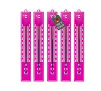 Lantelme Lot de 5 thermomètres d'extérieur analogiques - Température de -30 °C à 50 °C - En plastique - Rose - Longueur : 17,5 cm - Thermomètre de jardin analogique résistant aux intempéries