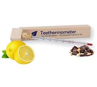 Lantelme Thermomètre à thé verre dans une boîte en bois Thermomètre analogique pour eau de thé dans un verre à thé Tasse de thé Thermomètre 2557
