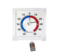 Lantelme Thermomètre de fenêtre auto-adhésif - Plage de température de -50 °C à 50 °C - Analogique - À coller sur le verre pour fenêtre - Thermomètre extérieur de fenêtre - 7 x 7 cm - Petit