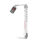 Lantelme Thermomètre de fenêtre avec affichage de la température + - 50 °C analogique et 20 cm de long - Matériau : verre et métal chromé - Thermomètre à fixer à l'extérieur sur le cadre de la fenêtre