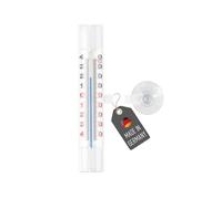 Lantelme Thermomètre de Fenêtre avec Ventouse - Affichage de la Température de -44 °C à 40 °C - Analogique - Plastique - 14 cm x 2,4 cm - Blanc