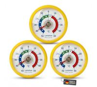 Lantelme Thermomètre de réfrigérateur bimétallique | Taille Ø 52mm x 12mm, autocollant | Plage de température -50°C à 50°C | congélateur, glacière, refroidissement, réfrigérateur | Jaune