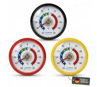 Lantelme Thermomètre de réfrigérateur bimétallique | Taille Ø 52mm x 12mm, autocollant | Plage de température -50°C à 50°C | congélateur, glacière, refroidissement, réfrigérateur | Noir Rouge Jaune