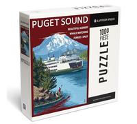 Lantern Press Puget Sound, Washington, Ferry and Mount Rainier Scene Puzzle de 1000 pièces pour adultes, fabriqué aux États-Unis avec affiche de référence