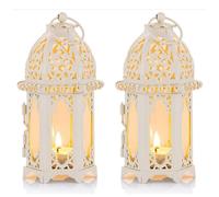 Lanterne À Bougie de Marocain 2 Pièces Porte-Bougie Chauffe-Plat de Petite Taille avec des Panneaux de Verre Transparent Idéal pour