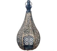 Lanterne à bougie en fer avec motif treillis du Moyen-Orient fabriquée à la main - Construction en fer robuste - Éclairage décoratif de table - Forme cylindrique - 29,5 x 13,5 x 13,5 cm - Pour salon