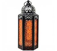 Lanterne à Bougie Marocaine, bougeoir décoratif pour Table ou à Suspendre, décorations du Ramadan, décoration intérieure, Patio ou Porche extérieur, Mariages, M, Ambre