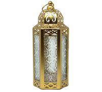 Lanterne à Bougie Marocaine, bougeoir décoratif pour Table ou à Suspendre, décorations du Ramadan, décoration intérieure, Patio ou Porche extérieur, Mariages, M, Or