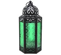 Lanterne à Bougie Marocaine, bougeoir décoratif pour Table ou à Suspendre, décorations du Ramadan, décoration intérieure, Patio ou Porche extérieur, Mariages, L, Vert