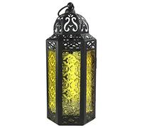 Lanterne à Bougie Marocaine, bougeoir décoratif pour Table ou à Suspendre, décorations du Ramadan, décoration intérieure, Patio ou Porche extérieur, Mariages, M, Jaune